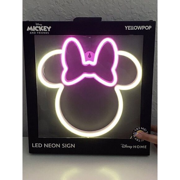 DISNEY Home MINNIE MOUSE LED NEON SIGN White Pink 9 X 9” NEW - Picture 1 of 16